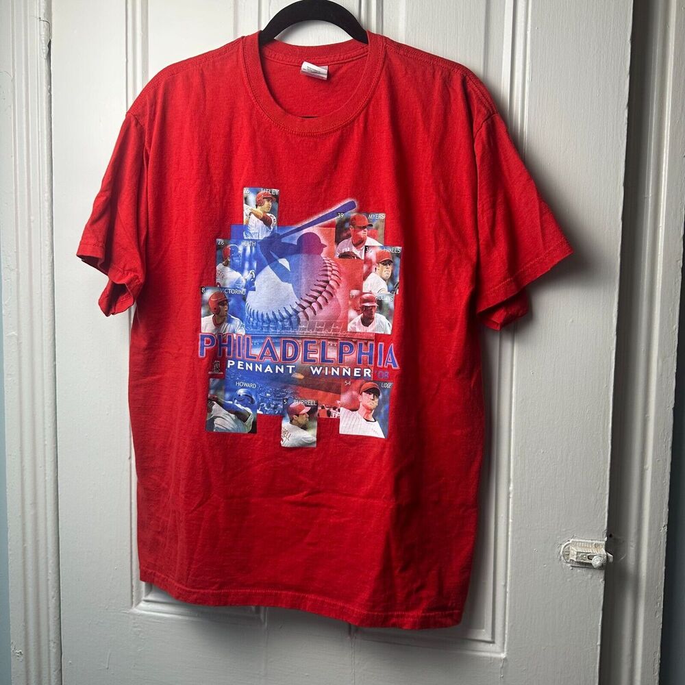 Philadelphia Phillies VTG 2008‎ Shirt Unisex Large Red Pennant Winner T-Shirt